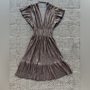 Sabina Musayev Metallic Rose Gold Copper Mini Dress Womens Size Small Holiday